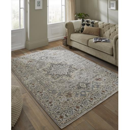 Legacy LEG05 Traditional Oriental Medallion Bordered Classic Rug in Grey Slate