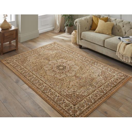 Grand Heritage GH101 Traditional Oriental Medallion 1 Million Point Quality Classic Rug in Beige Cream