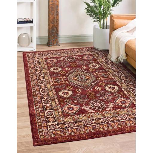 Cashmere 5568 Traditional Red Rug in Extra Large 200x290 cm (6'7"x9'6")