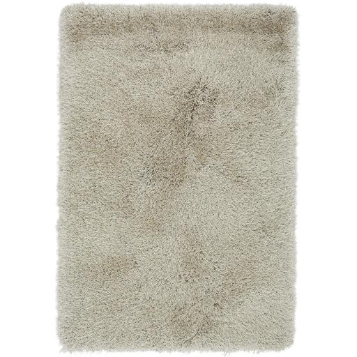 Cascade Shaggy Rug Cosy Soft High Pile Silky Shiny Thick Sand Beige Modern Plain Round Rug in 160x160 cm