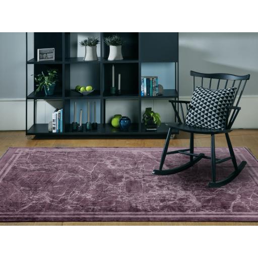 Zehraya ZE01 Purple Border Washable Abstract Rug