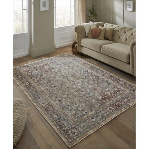 Legacy LEG03 Traditional Oriental Medallion Bordered Classic Rug in Beige Rust