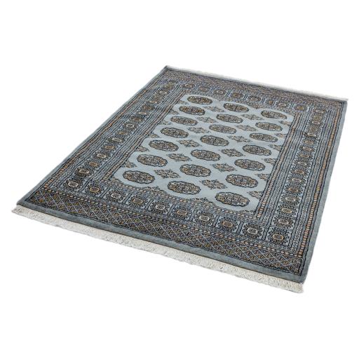 Bokhara Hand Made Rug Traditional Classic Wool Bordered Soft Blue Rug