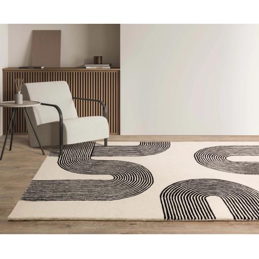 Matrix Arches MAX87 Contemporary Retro Modern Wool Rug in Black