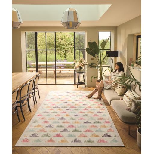 Hug Rug Eco-Washable Bretton Ikat Design Non-Slip in Multi Colours