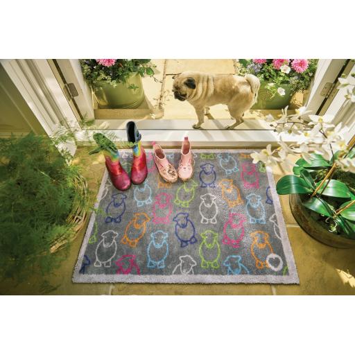 Hug Rug Marra Outline Herdy Grey Multi Mat Home Entrance Kitchen Hallway Runner Non-Slip Rug