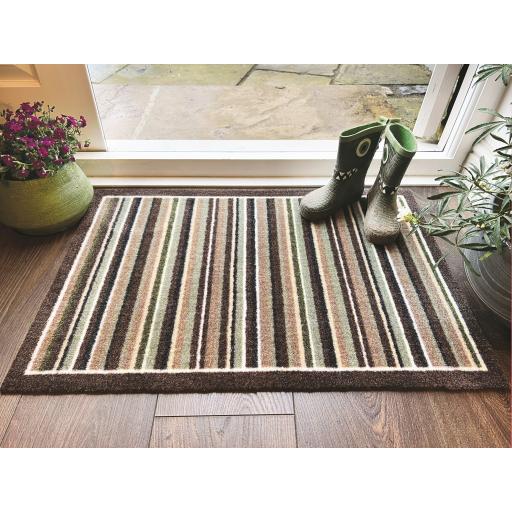 My Mat Nylon Indoor Pattern My Stripe Green Washable Non-Slip Entrance Rug or Runner