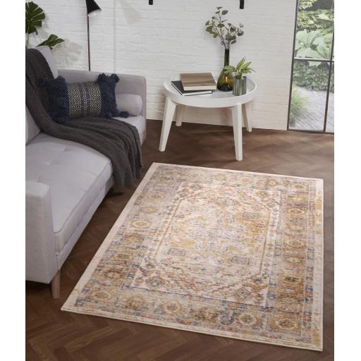 Nova 8879 Traditional Vintage Soft Rug in Cream White 200 x 290 cm