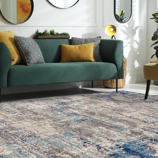 Illusion Blue NV40 Abstract Rug in Extra Large Size 200 x 290 cm