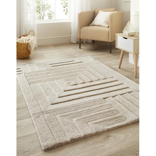 Origin Maze Rug Soft Wool High Quality Modern Linear Geometric Rug in Pumice Stone Grey