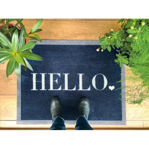 My Mat Nylon Indoor Pattern My Hello Washable Non-Slip Entrance Rug in 50 x 75 cm