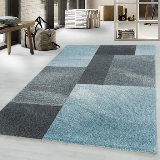 Modern Efor Geometric Blocks Blue Rug in 200 x 290 cm