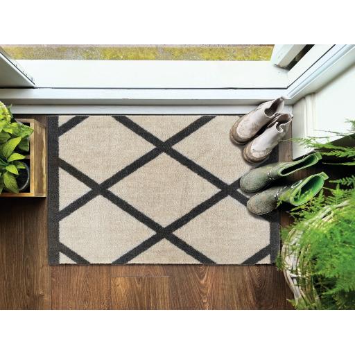 My Mat Nylon Indoor Pattern My Border Geo Washable Non-Slip Entrance Rug or Runner