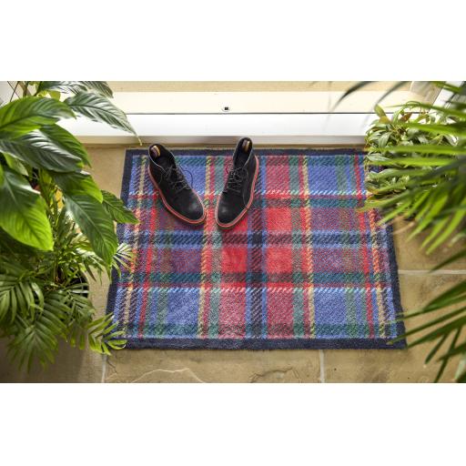 Hug Rug Tartan Blue Red Mat Home Entrance Kitchen Hallway Runner Non-Slip Rug