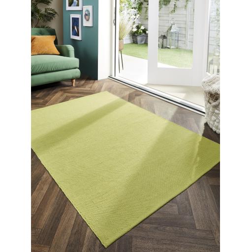 Hug Rug Woven Indoor Outdoor Plain Washable Rug in Green