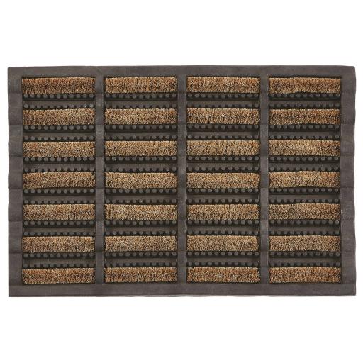 Outdoor Coir Mud Dirt Scraper Mat Doormat with Eco-Friendly Latex Backing in Natural Black 40 x 60 cm