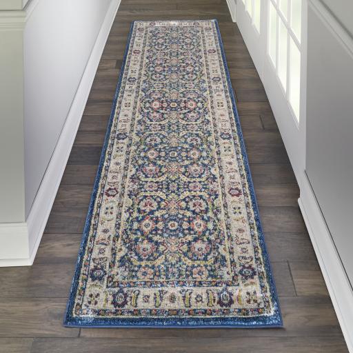 Nourison Ankara Vintage Antique Traditional ANR13 Rug in Navy Blue Multi  61 x 183 cm