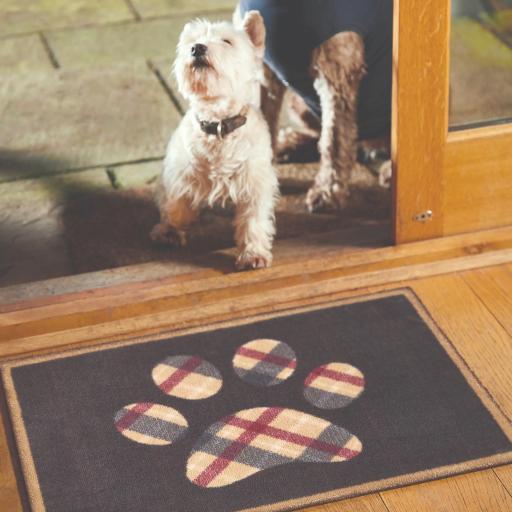 Tartan Paw Home Entry Floor Mat Pet-Friendly Non-Slip Mat Stylish, Durable, and Dirt-Trapping Washable Rug