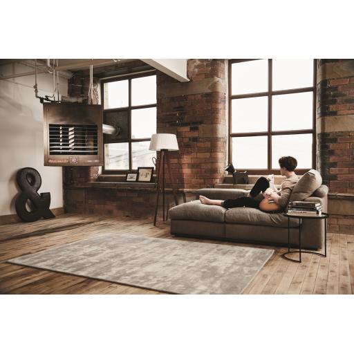 Rug Guru Karma Luxury Plain Soft Silky Viscose Rug in Cloud Grey