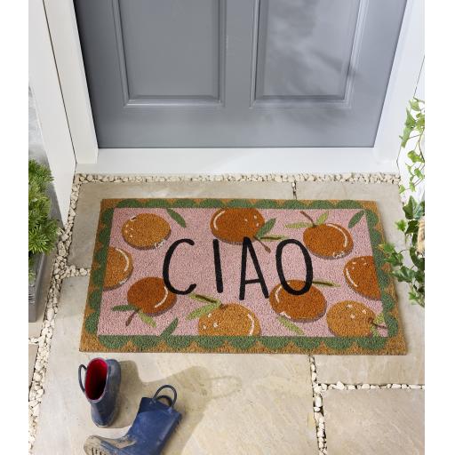 My Mat Printed Coir Doormat Ciao Orange 45X75 cm