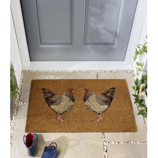 My Mat Printed Coir Doormat Chickens 45X75 cm