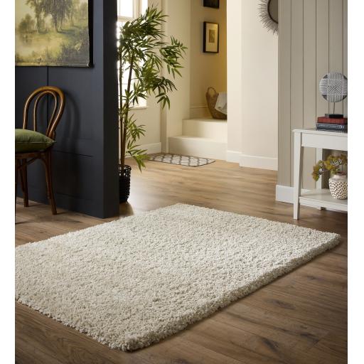 Hadley Rug Modern Plain Abstract Shaggy Thick Soft Fluffy Sumptuous Cream Rug