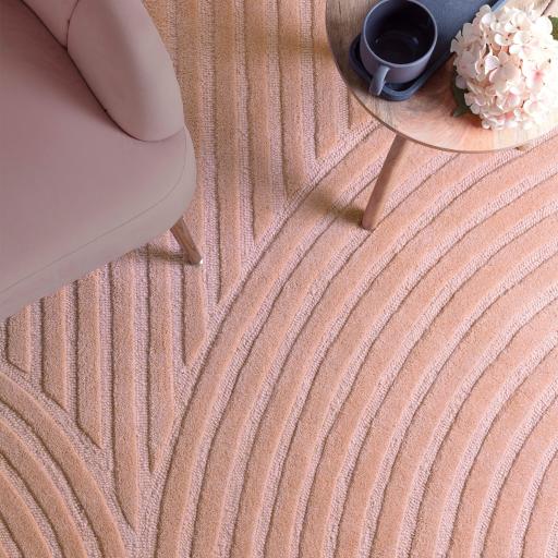 Hague Modern Hand Made Wool Rug in Blush Pink