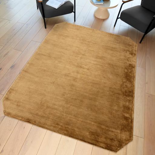 Gleam Luxury Contemporary Modern Shiny Plain Hand Woven Viscose Yellow Gold Rug