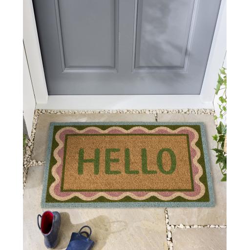 My Mat Printed Coir Doormat Hello Scallop 45X75 cm