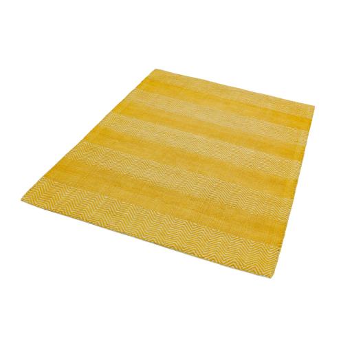 Ives Hand Woven Chenille Flatweave Natural Waves Heringbone Rug in Yellow