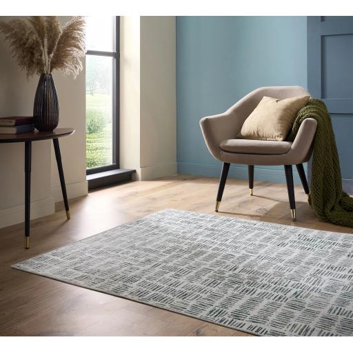 Origins Washable Veona Modern Rug in Light Grey Green