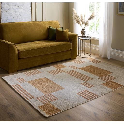 Nomad Modern Block Geometric Pattern Soft Stylish Terracotta Rug