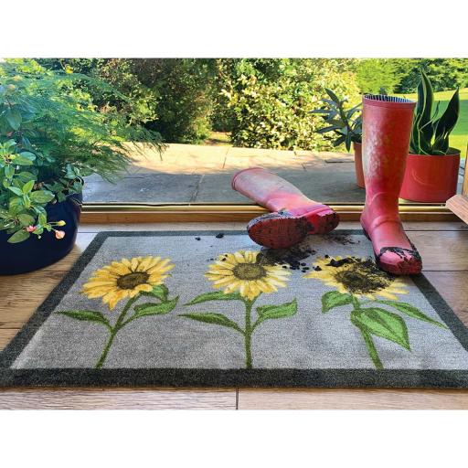 My Mat Nylon Indoor Pattern My Sunflowers Washable Non-Slip Entrance Rug