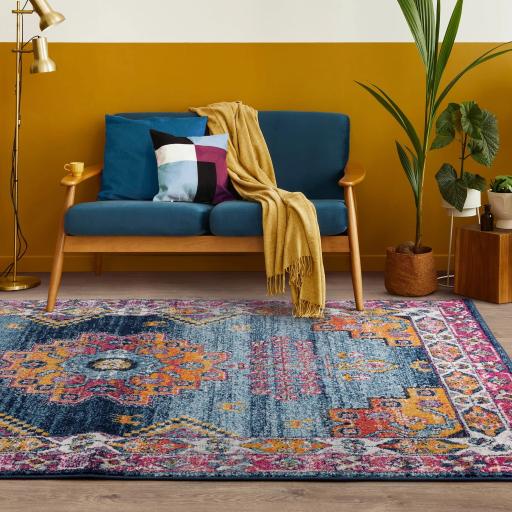 Muse MU29 Modern Traditional Medallion Bright Multi Colours Rug