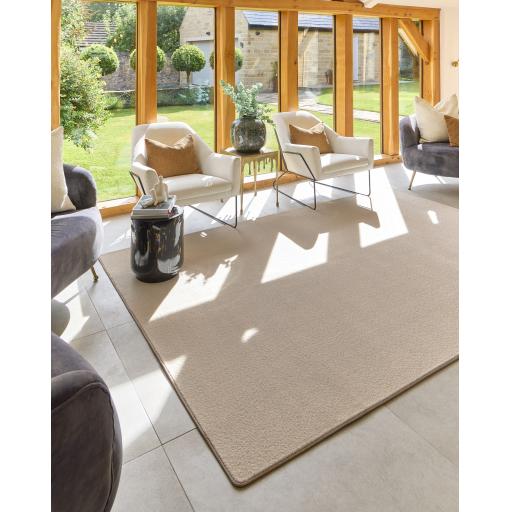 Washable Hug Rug Sense Rugs Non Slip Plain Rug in Beige