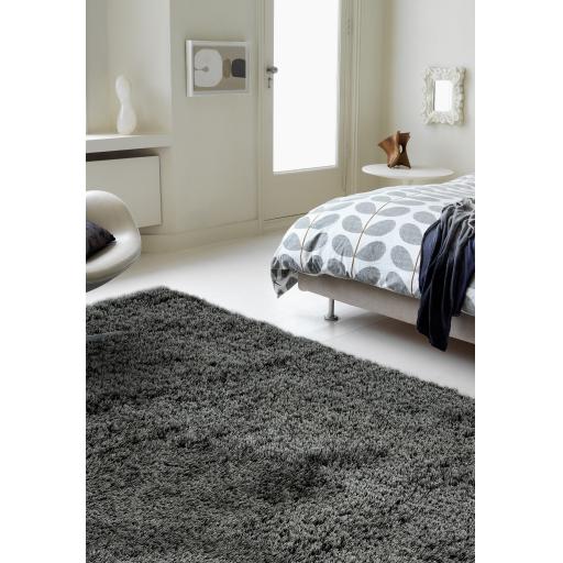 Payton Shaggy Rug Soft Fluffy Living Room Bedroom Silky Shimmer Charcoal Black Rug