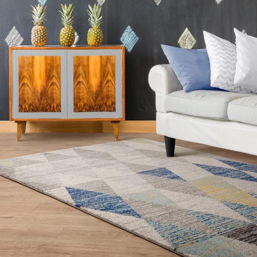 Muse MU25 Harlequin Modern Geometric Blue Multi Colours Rug