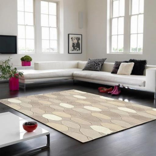 Matrix Sofia Pebble Design Wool Modern Hand Tufted Natural  Rug in Large Size 160 x 230 cm