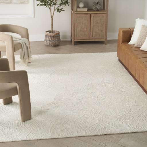 Avra AVR01 Handmade Ivory Floral Hand Tufted Botanical Design Wool Rayon Rug by Nourison