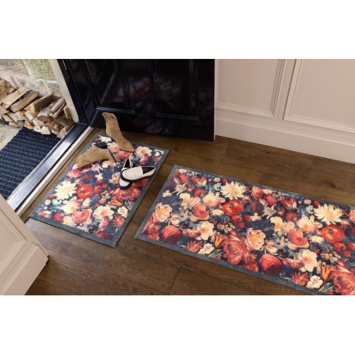 Hug Rug Dark Florals Soft Navy Home Entryway Doormat Rug