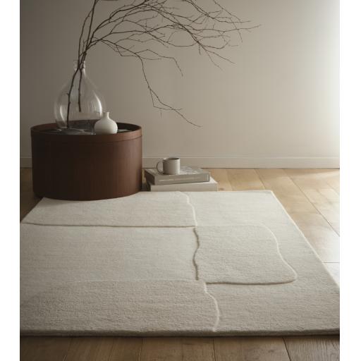 Sculptured Boulder Hand Tufted Wool Rug in Cream
