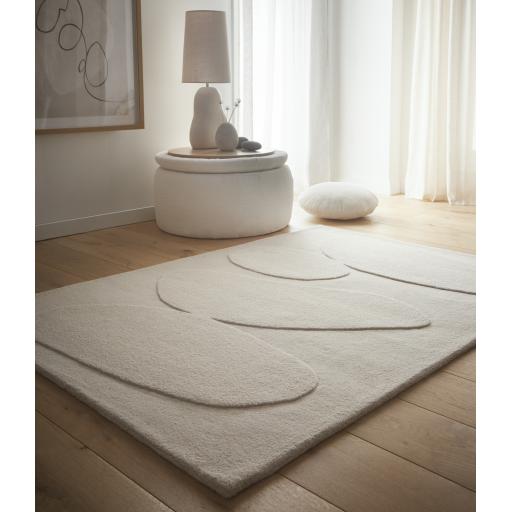 Sculptured Pebble Oatmetal Hand Tufted Wool Beige Rug