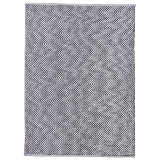 Hug Rug Woven Washable Reversible Herringbone Outdoor Indoor Rug in Denim Blue