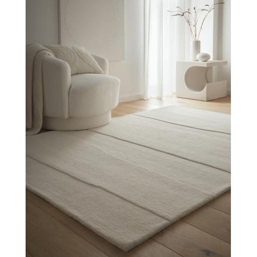 Sculptured Rock Hand Tufted Wool Cream Rug