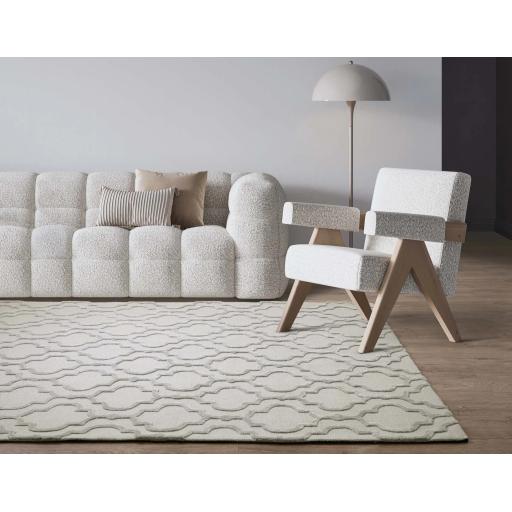Dixon Grey Ogee Hand Woven Luxury Wool Rug in Medium Size 120 x 170 cm