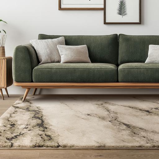 Mirage Mineral Marbled Soft Plush Texture Modern Abstract Rug in Green