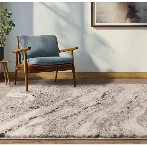 Mirage Wave Marbled Soft Plush Texture Modern Abstract Rug in Blue