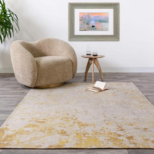 Dara Abstract Modern Outdoor Indoor Rug in Ochre