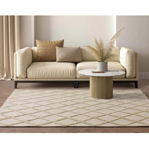 Dixon Gold Diamond Hand Woven Luxury Wool Rug
