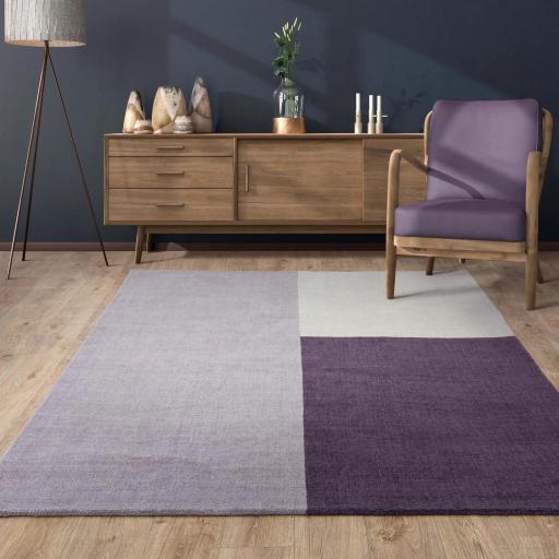 Blox Heather Hand Made Wool Geometric Blocks Rug